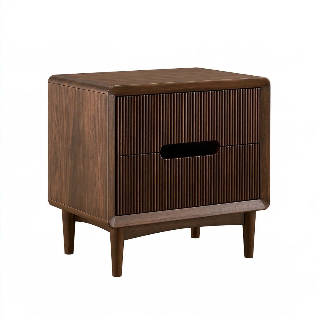Comodino 55 x 40 x 60 cm in legno marrone con 2 cassetti - stile moderno