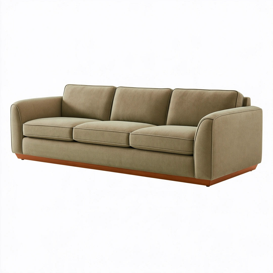 Divano 3 posti 225 x 92 x 85 cm in tessuto tortora - stile contemporaneo