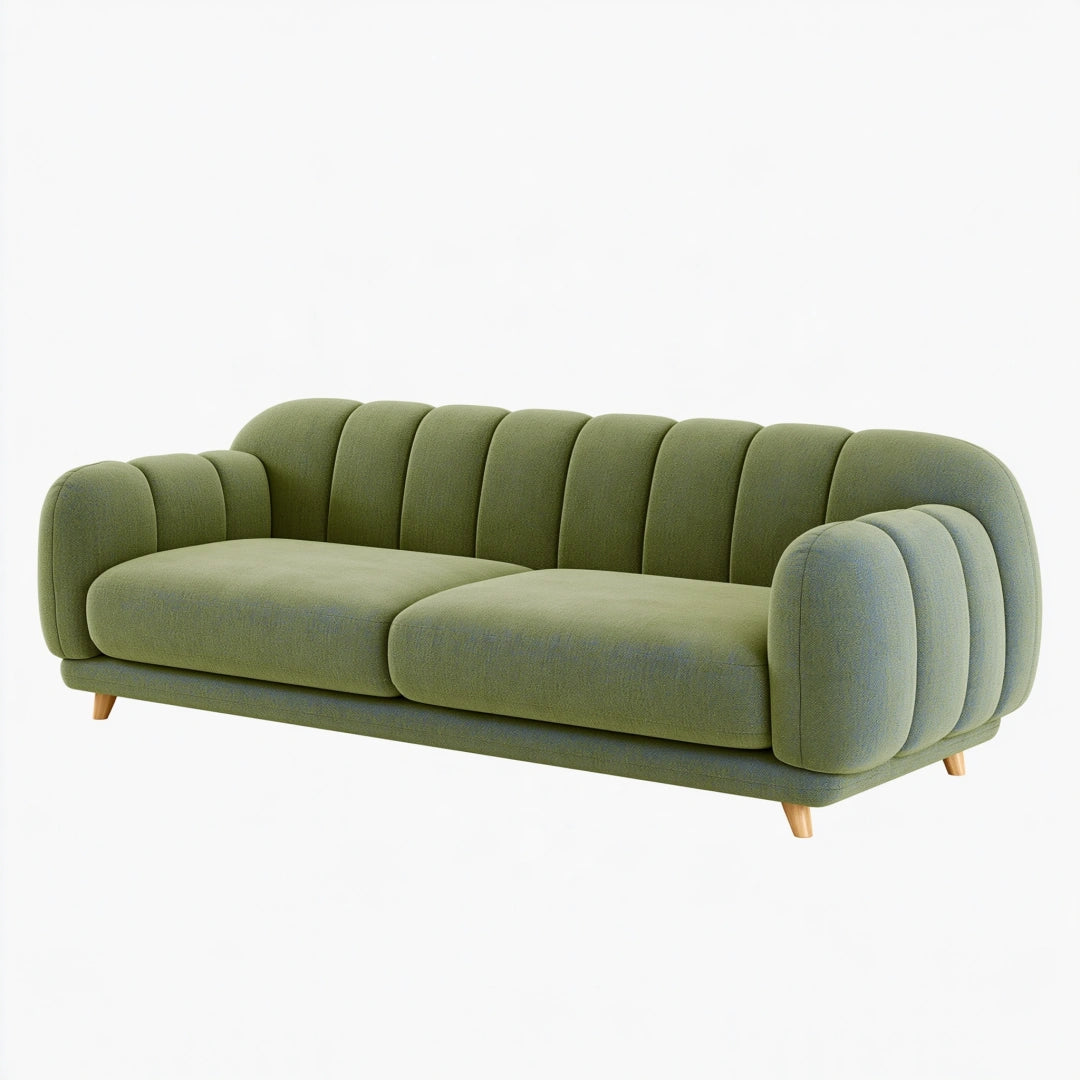 Divano 3 posti 220 x 90 x 78 cm in tessuto verde stile moderno
