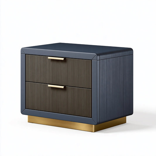 Comodino 60 x 40 x 55 cm effetto legno blu scuro con due cassetti stile moderno