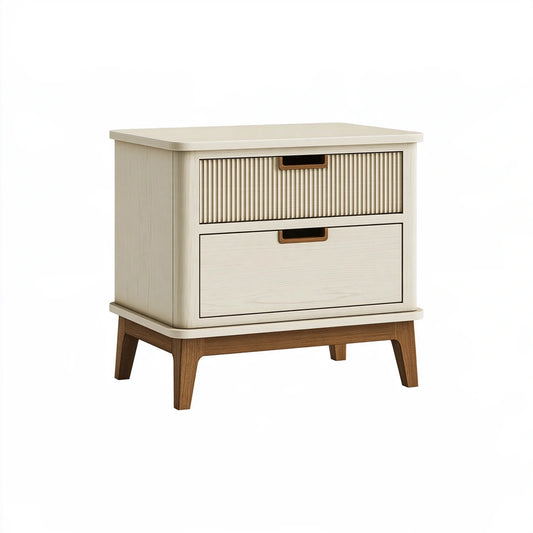 Comodino 60 x 40 x 60 cm in legno bianco e marrone con 2 cassetti stile nordico