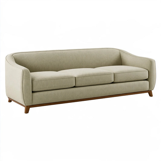 Divano 3 posti 220 x 92 x 80 cm in tessuto beige con piedi in legno - stile moderno