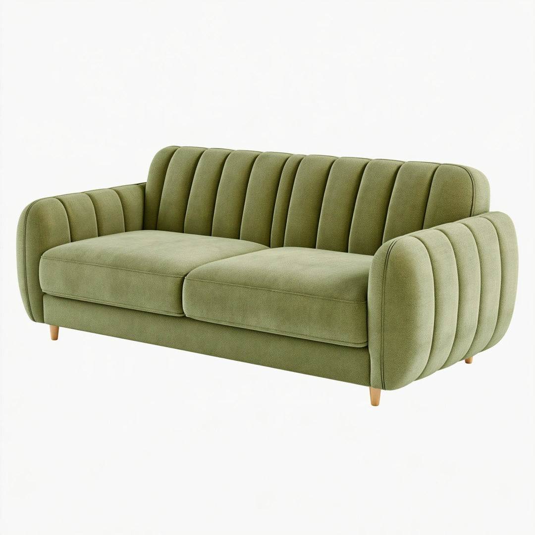 Divano due posti 180 x 85 x 82 cm in tessuto verde salvia - stile moderno per soggiorno