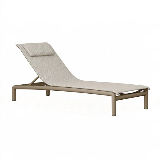 Lettino prendisole 200 x 70 x 35 cm in metallo e tessuto beige - schienale reclinabile