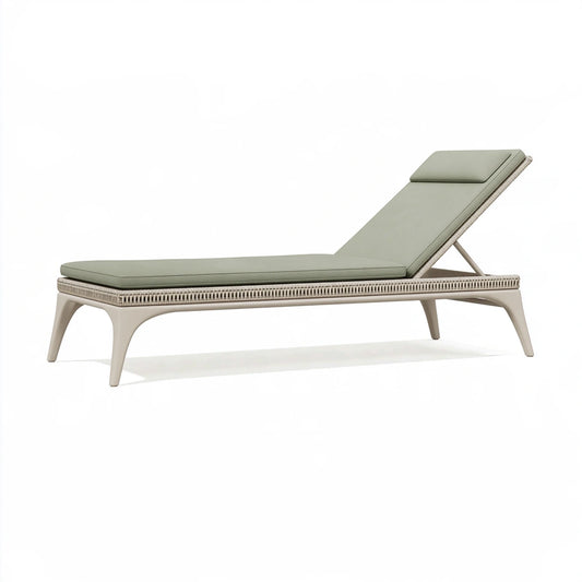 Lettino prendisole 200 x 70 cm in corda intrecciata verde salvia con schienale regolabile da esterno