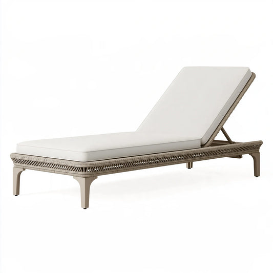 Lettino prendisole 200 x 70 x 90 cm beige in metallo e fibra sintetica con schienale reclinabile